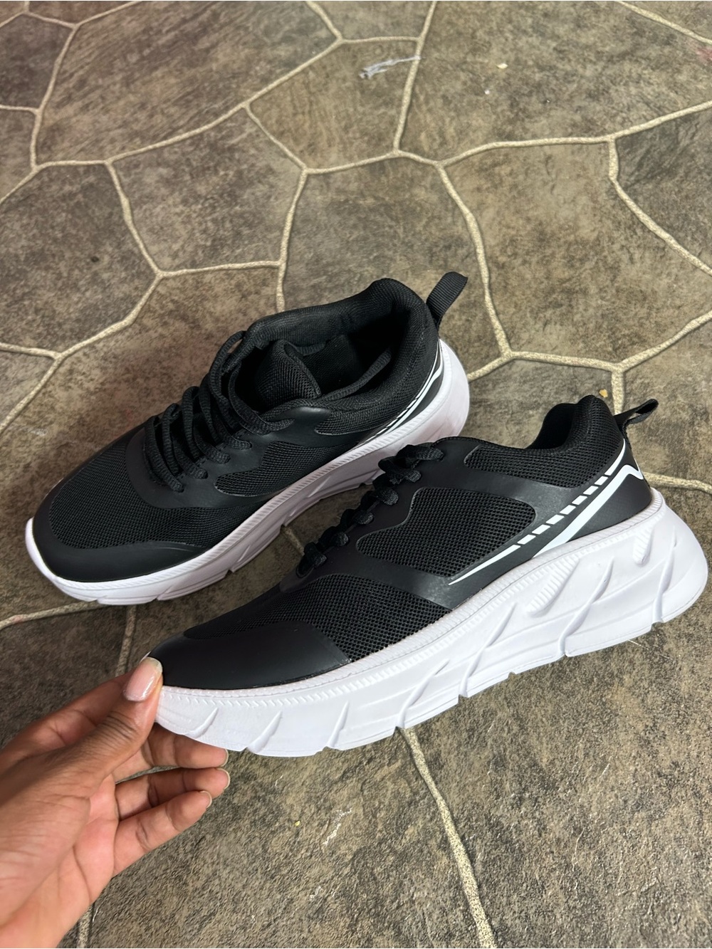 Black and White Lightweight Running Sneakers